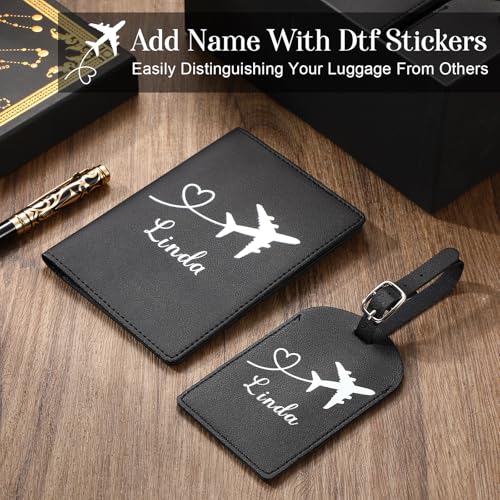 Marspark 6 Sets Personalized Passport Holder Cover and Luggage Tag with Name Sticker for Birthday Trip Bridesmaid Proposal Gift Family Christmas Gift Traveler Must Have Wedding Party Favor4