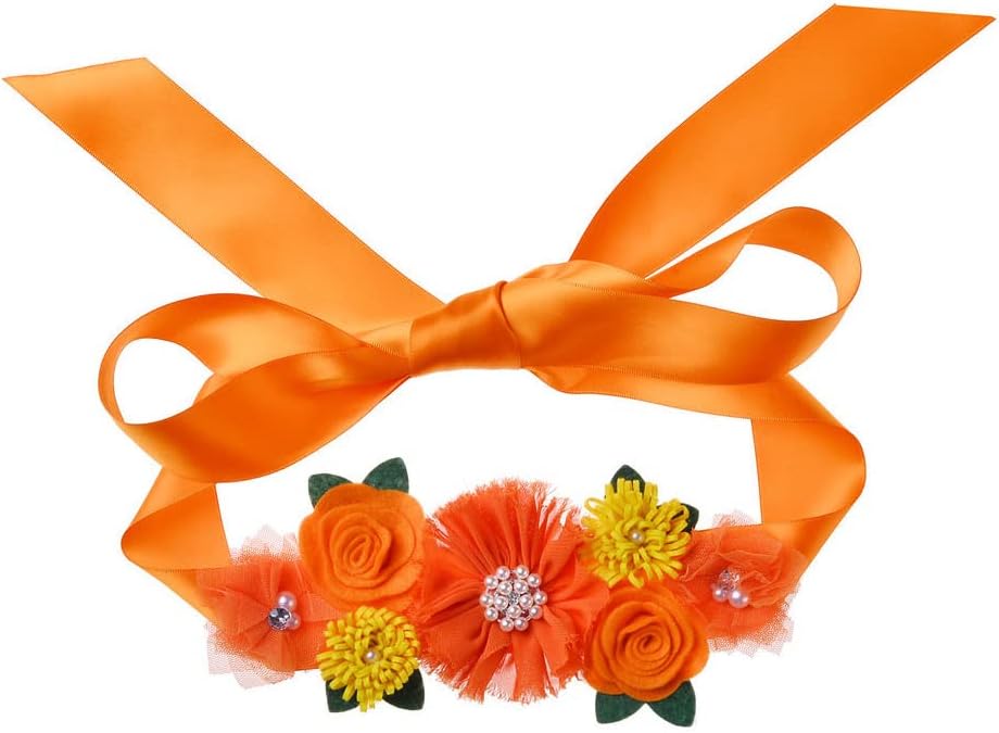 BBTDIN Orange Flower Belly Sash Maternity Orange Floral Flower Belt Orange Maternity Sash SAB01