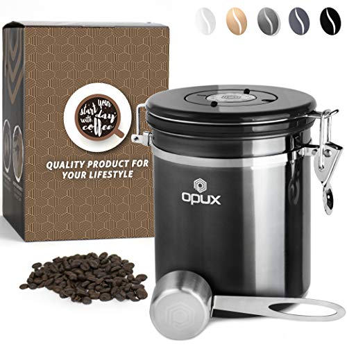 OPUX Coffee Canister | Stainless Steel Airtight Coffee Container with Scoop | Coffee