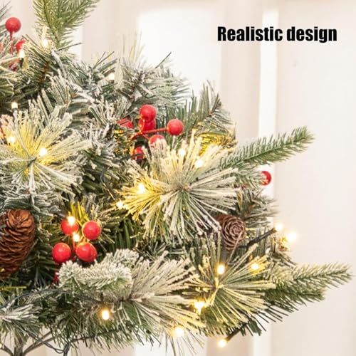 Relleno de urna para árbol de Navidad, árbol de Navidad al aire libre con luces LED, relleno de urna artificial preiluminado, para porche, camino, patio, decoración de vacaciones