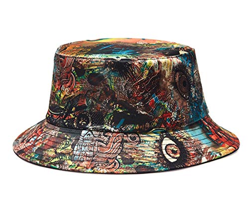 Quanhaigou Sombrero de cubo para hombres y mujeres, sombreros de sol estampados reversibles, pescador al aire libre, verano, viajes, senderismo, playa, gorras, Verde (Graffiti Green), Talla única