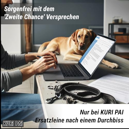 KURI PAI® Komfortable Hundeleine 3m | Verstellbare Hundeleine große Hunde | Bambusviskose | Strapazierfähig und weich | Perfekt für alltägliche Spaziergänge | L (2.5cm Breit) - Schwarz