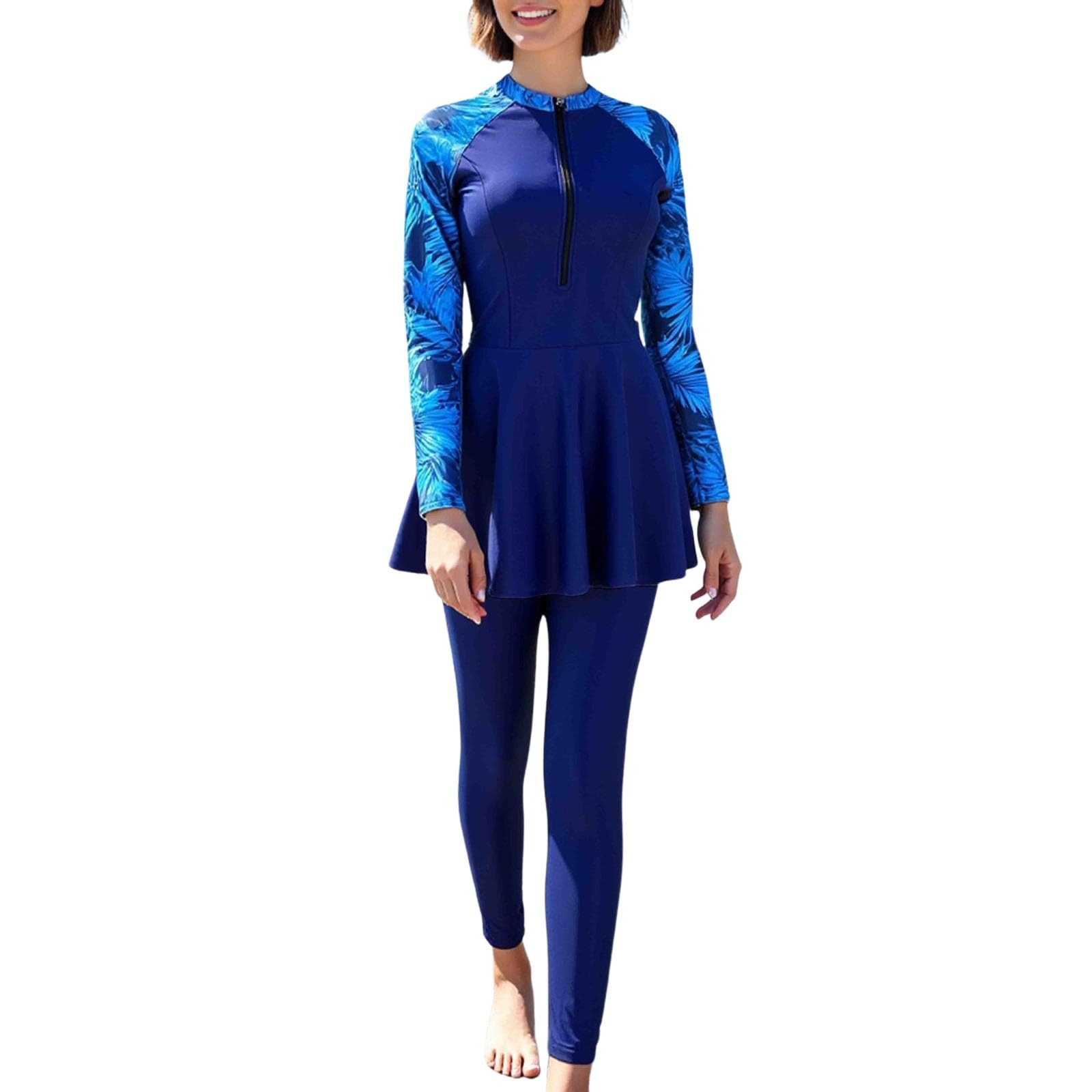 Generico Burkini Costume Donna Musulmana Maniche Lunghe Costume da Bagno Islamico Modest Full Cover Elegante Swimsuit Beachwear Estive Comodo