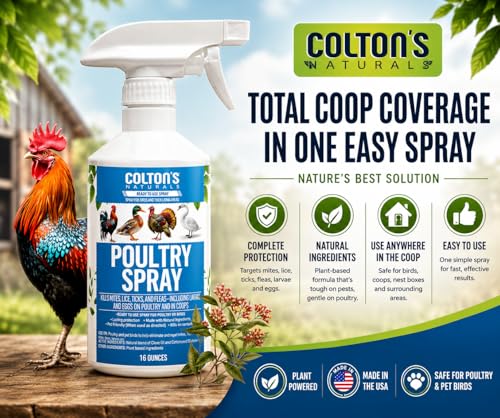 Image of Colton's Naturals Poultry Spray 16 oz - for Chickens - Helps with Mites, Lice, Fleas & Scaly Leg - Safe for Coops, Birds & Backyard Poultry