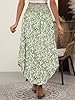 ANRABESS Women's Maxi Skirts Summer Boho Floral High Waisted Flowy Swing Pleated Beach Long Skirt with Pockets Green Large #4