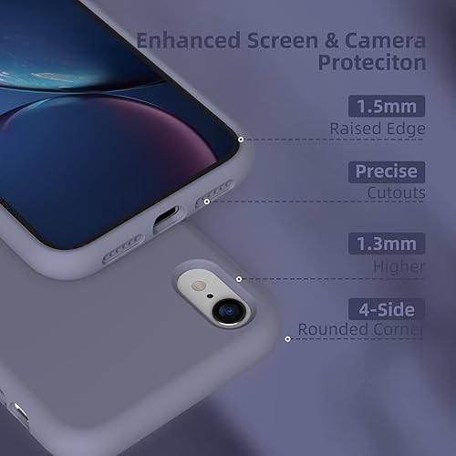 Miniatura 10 de K TOMOTO Funda compatible con iPhone XR, protección contra caídas, gel de silicona líquida, goma de cuerpo completo, con microfibra suave a prueba