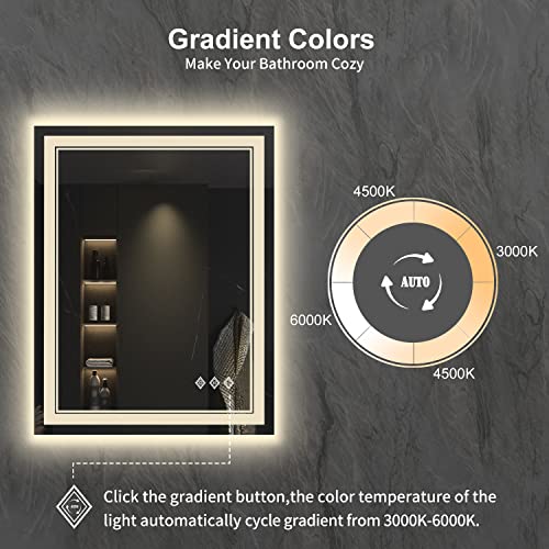 Vanpokins Led Bathroom Mirror, 24X32 Inch Gradient Front And Backlit Led Mirror For Bathroom thumb #2