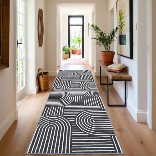 Tapete corredor 2x6 pies ROYHOME moderno negro miniatura 3