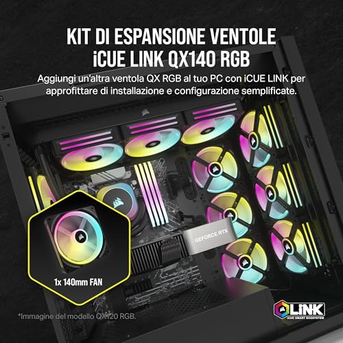Corsair iCUE Link QX140 RGB Cupola Magnetica da 140 mm Ventola - Nero - Immagine 1