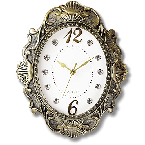 AYRELY® 14 Inch Oval Rustic Wall Clock, Wall Clocks Battery Operated, Country Style Silent Non Ticking Clock, Decorative for Kitchen, Home, Living Room, Farmhouse, Bedrooms