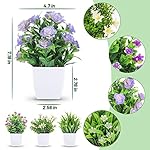 Der Rose 4 Pack Small Fake Plants Mini Artificial Faux Plants with Flowers for Home Room Farmhouse Bathroom Decor Indoor - Image 2