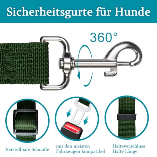 Anschnallgurt Hund Auto, Verstellbarer Hundegurt Auto, Hundeanschnaller fürs Auto, Sicherheitsgurt Hundegeschirr Auto Rückbank, Reise & Transport für Hunde, für alle Hunderassen, Katzen und Autotypen