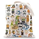 LEVLO Bolsa de lona italiana Brainrot con diseño de bailarina, capuchina, regalo para fanáticos de la IA, con animales generados por IA, cappuccino AI Merch, Bolsa Ai Animals, Medium