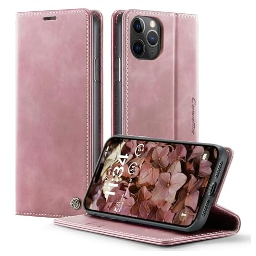 owlhold iPhone 11 Pro hülle klapphülle Premium PU Leder, RFID Schutzhülle, Faltbare Ständer, Handytasche Lederhülle Kartenfach Standfunktion Handyhülle iPhone 11 Pro - Rosa