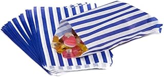 The Paper Bag Company Candy Stripe Paper Bags, 5 x 7 Inches - Blue, Pack of 100