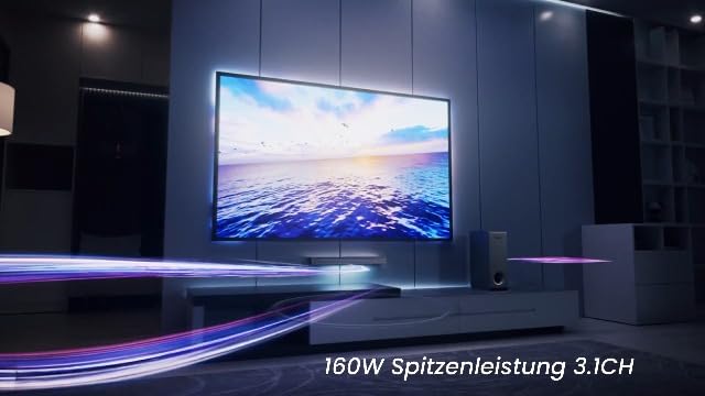 Bild 6 - MEREDO Soundbar für TV Geräte mit Subwoofer 3.1 Kanal PC-Gaming Soundbar RGB Audio Sync Licht BT 5.3/HD-ARC/Optisch/AUX/USB TV Computer Lautsprecher für Desktop/Laptop Spielkonsolen Heimkino