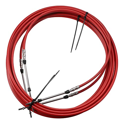 Motoforti 2pcs 24ft 7 Meter 276 Inch Marine Type 3300 / 33C Throttle Shift Remote Control Box Cable for Yamaha Outboard Engine Boat Motor Steering System Red