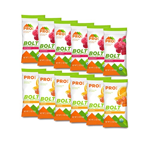 Image of Probar Bolt Organic Energy Chews Orange and Raspberry - Six of Each Flavor, Box of 12 