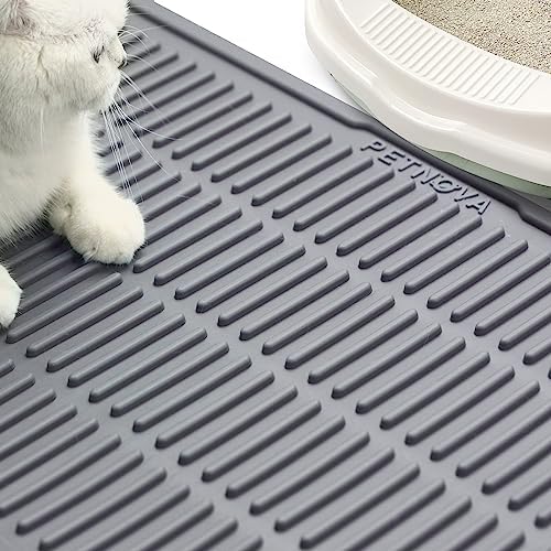 PetNova Small Cat Litter Mat: Silicone Trapping Mats for Cats Litter Box - Kitty Waterproof Litter Catcher Rug for Floor - Washable Rubber Litter Trapper - Anti Slip Pet Trap Pad Easy Clean