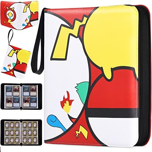 Trading Card Binder, Card Binder 9-Pocket 900 Pockets & 4-Pocket 104 Pockets Trading Card Holder Album, 63 Pages Removable Sleeves, Cards Collection Book with Zipper, 1004 Pockets