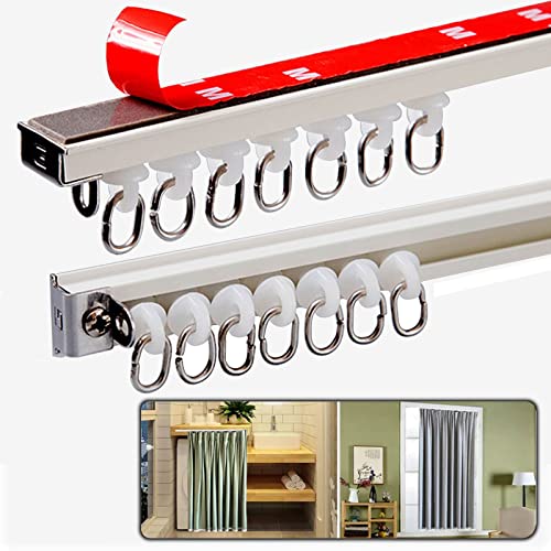 カーテン天井トラック自己接着剤 カーテンレール アルミ 60~260cm 天井付け 正面付け 兼用 ネジくぎ不要!取付簡単! (Color : Wall Mounted, Size : 1.3M(4.3FT))
