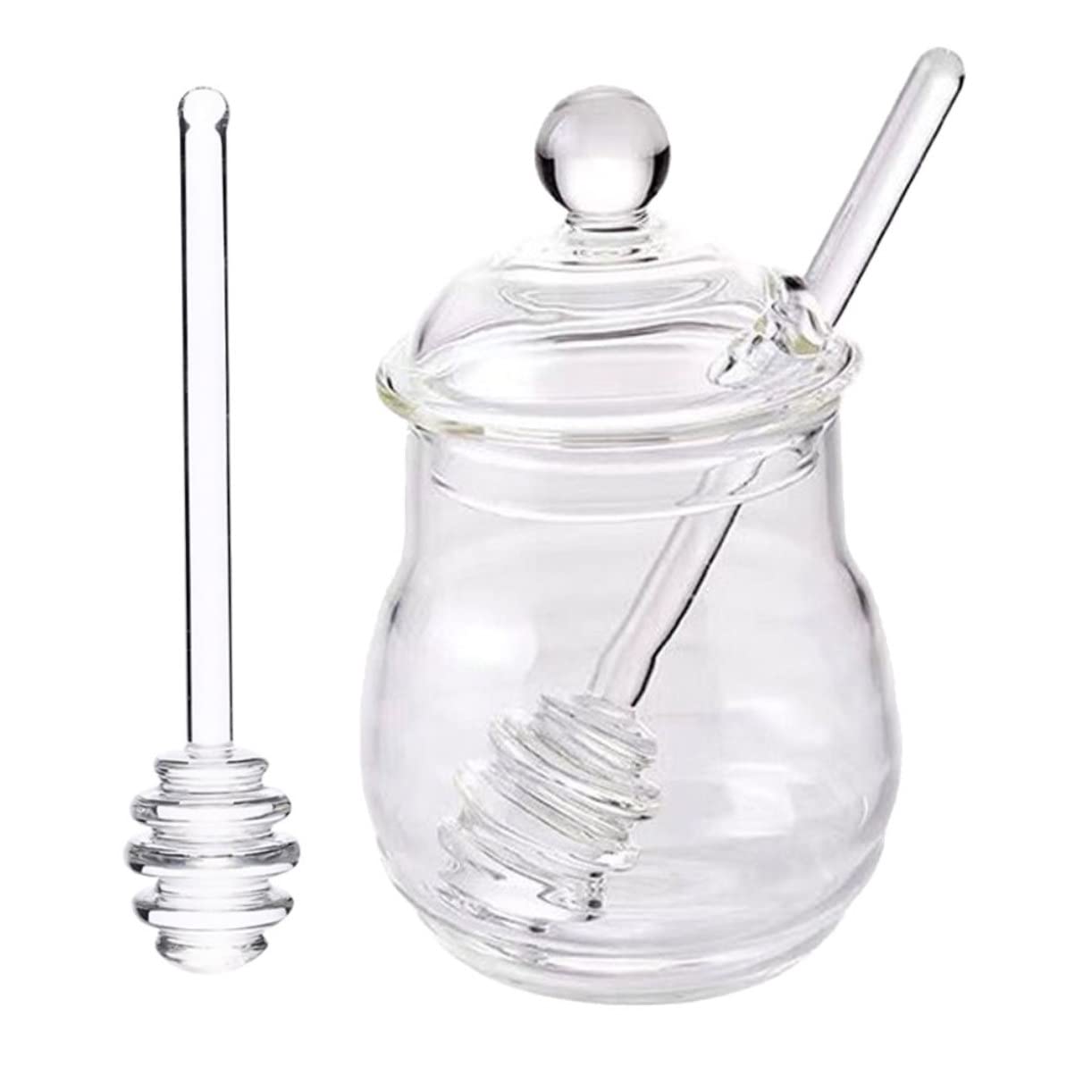 BRIGHTFUFU Storage Jar Glass Honey Pot with Mixing Stick Kitchen Storage Supplies