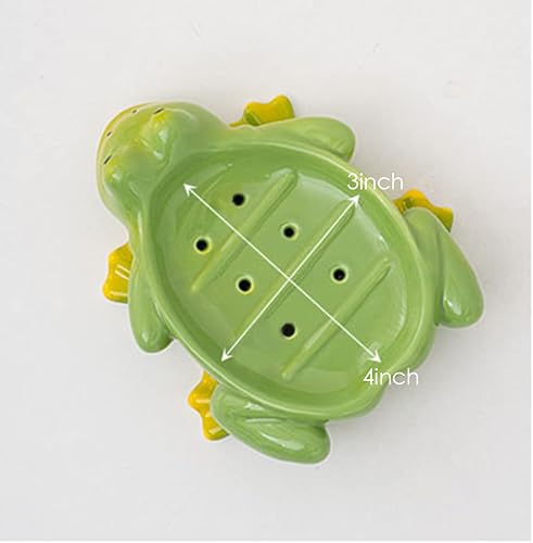Miniatura 2 de 123Arts Jabonera de cerámica con forma de rana Drenaje Jabón Caja Jabonera Tit