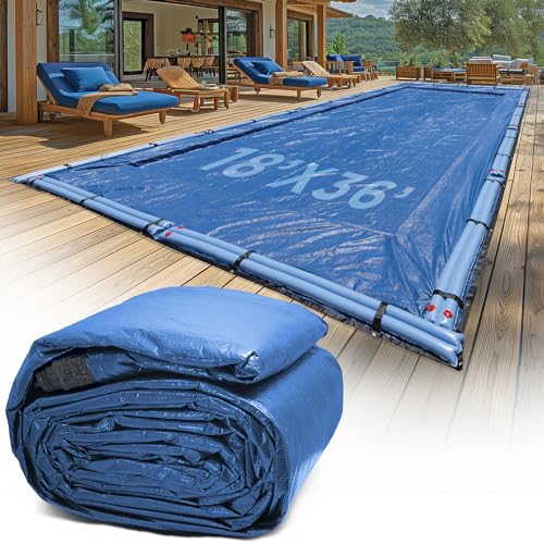 18-Ft x 36-Ft Pool Cover for Inground Pools - Premium Inground Winter Cover Extra Thick Material and Durable Design Cold and UV-Resistance Easy Installation Royal Blue