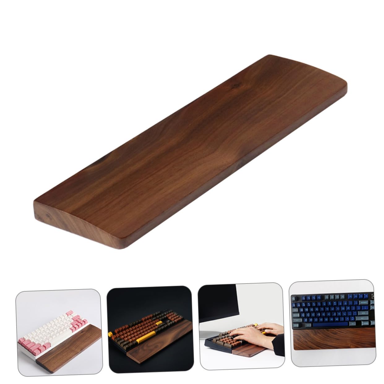 Ergonomische Handgelenkauflage zur Entlastung der Handgelenke aus Walnussholz 300x80mm mit Natürlichem Design und Handwerkskunst für Computer