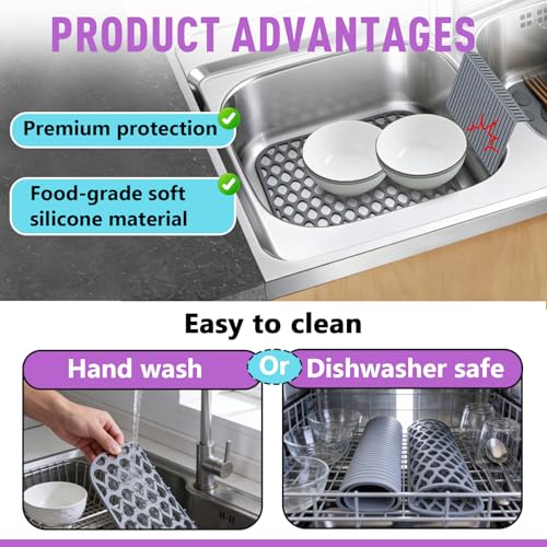 Set de 3 protectores para fregadero de silicona 13.4 x 11.5 pulg. miniatura 5