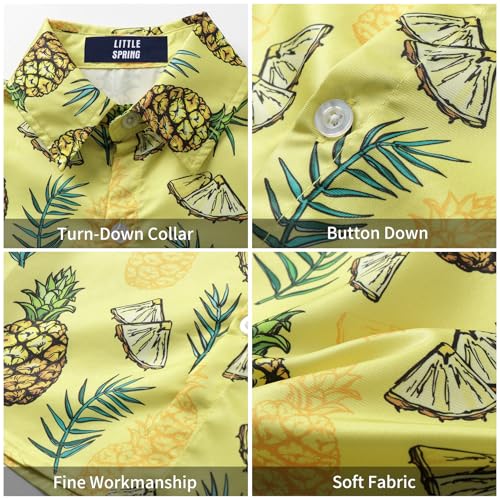 Image of LittleSpring Boys Summer Outfits Button Down Short Sleeve Hawaiian Shirts and Shorts Set