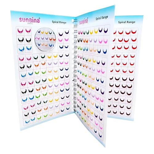 Image of Sunaina Designer Traditional Half Moon Bindi for Women & Girls, Multicolor, Plain Velvet & Golden Stone, Mix Size, Bridal Collection, 372 Bindis in a Book