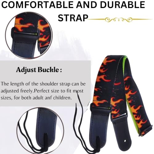 Image of MOCKING BIRD Guitar Belt with guitar wall mount hanger Adjustable Buckle Guitar strap for acoustic Guitar Electric Guitar bass Guitar Hanger with Colourful Plectrum picks