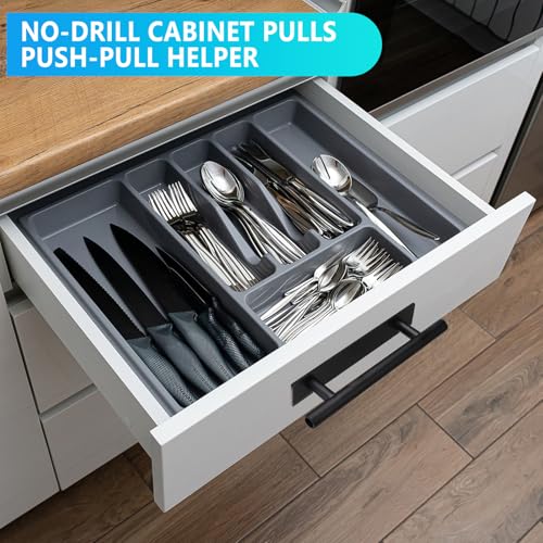 Self-Stick Push Pull Helper, 30 Pack Stick Drawer Pulls Stick on Handle ABS Plastic Adhesive Door Handles Pulls Peel and Stick Cabinet Handles for Kitchen Cabinet Sliding Door Furniture(Black) - Image 7
