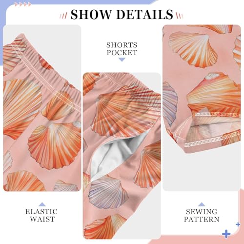 Boys' Pants Orange Coral Seashell Long Bottoms Jogger Pants Elastic Waist Trousers with Pockets S-XL4