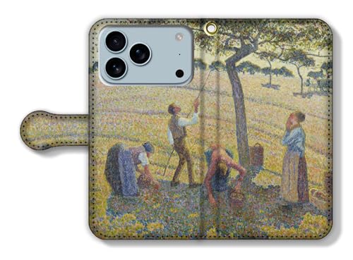 手帳型 iPhone17 Pro互換 スマホケース 【世界の名画】 カミーユ・ピサロ ☆印象派☆ アート 絵画 芸術 西洋画 風景画 (リンコ?の収穫、エラニー)