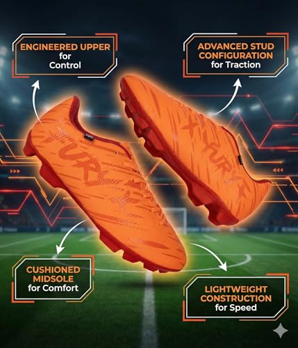 Image of XXUMA Unisex Faux Leather TPU Sole Football Shoes Durable Lightweightand Enhanced Grip