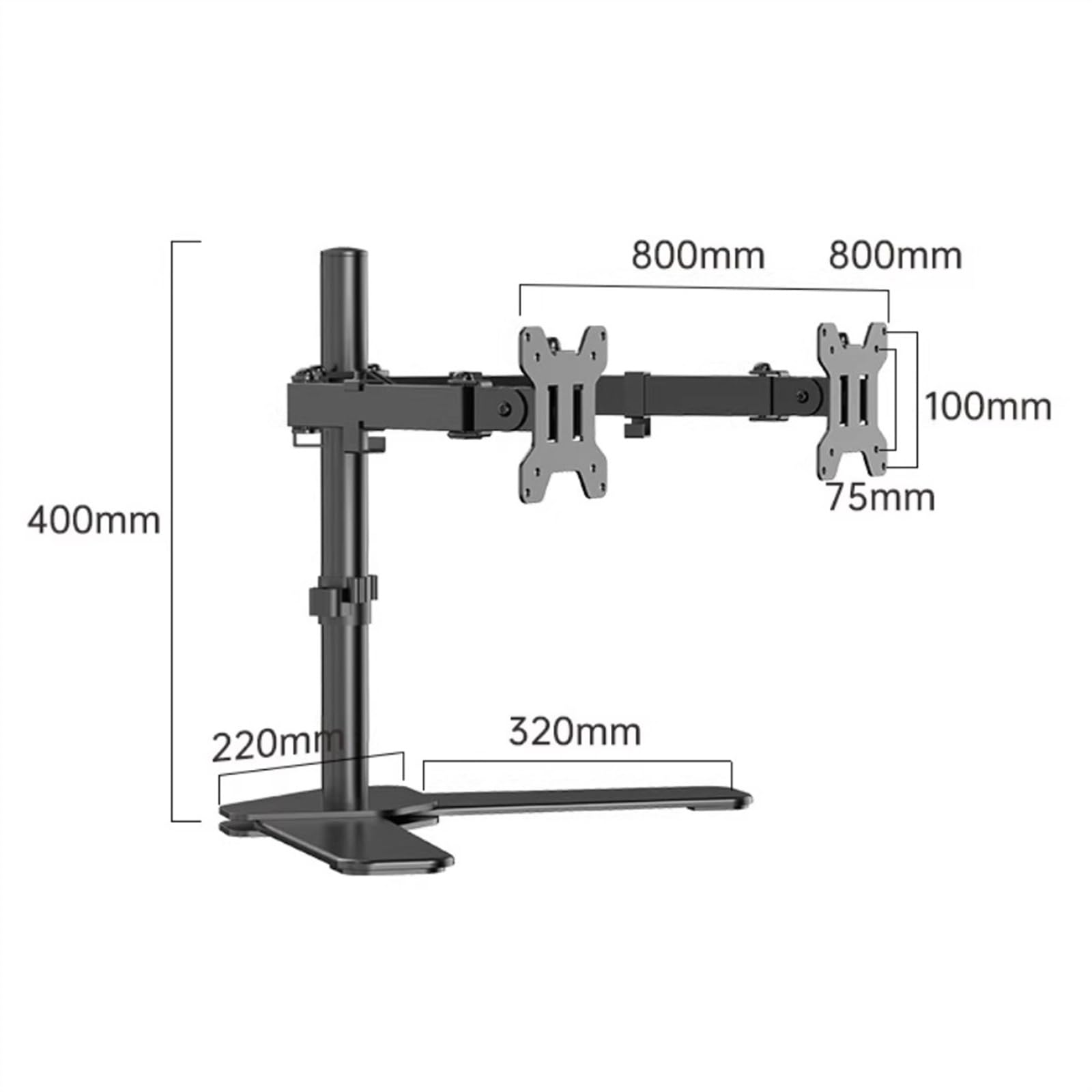 Support Ecran PC Moniteur Support de Bureau for Double Moniteur, Support autoportant for Double Moniteur, Convient à 2 écrans jusqu'à 30 Pouces,