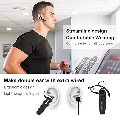 Bluetooth Earpiece for Cell Phone Link Dream Hands Free Bluetooth Headset with Mic 22Hrs Talktime Earpiece Compatible with iPhone Samsung Android Mobile Phones, Driver Trucker (Black) - Thumbnail 6