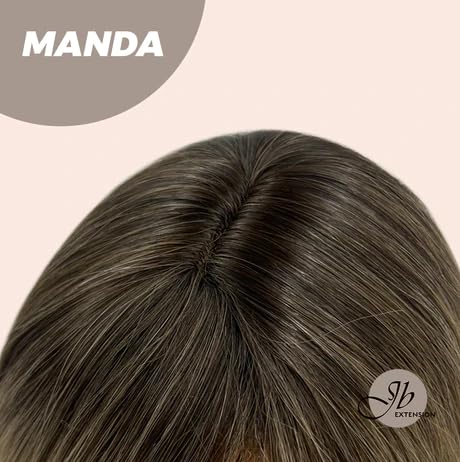 Miniatura 6 de MANDA - Peluca larga y ondulada con flequillo en capas, con raíces oscuras, balayage, rubio, rizada, para usar y llevar, pelucas de cabello largo