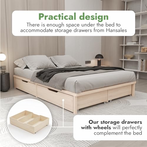 Bettgestell 120x190 cm Lisette mit Lattenrost mit Füßen – Futonbett aus Vollholz mit Rollrost – Bettrahmen 300 kg belastbar – Stabiles Holzbett – unbehandeltes FSC®-zertifiziertes Massivholz