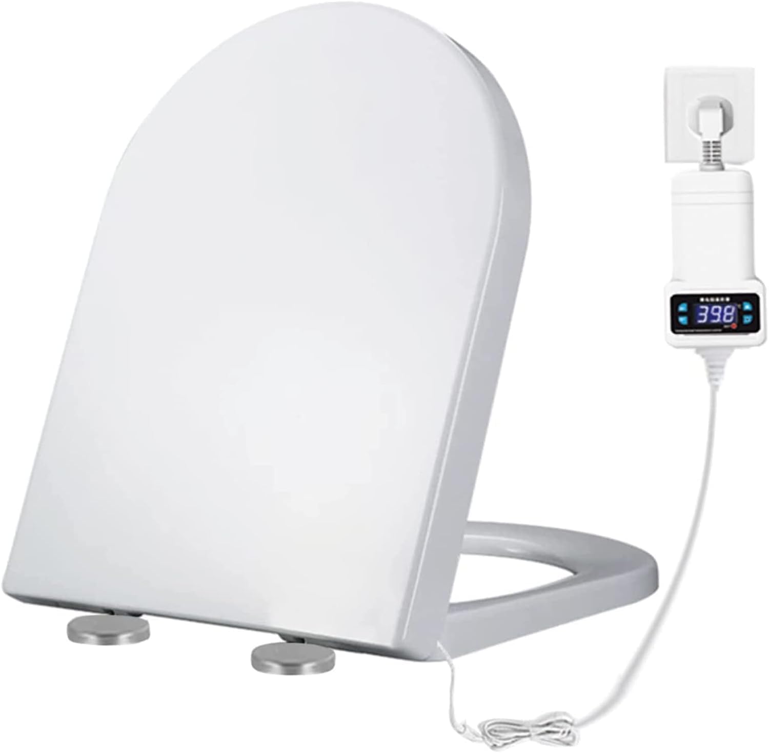 KEhtu Heated Toilet Seat, Soft Close Toilet Seat, Adjustable Temperature 33-45℃, Quick Release, Easy Clean, Standard Shape Toilet Seat, Automatic Heating Thermostatic Toilet Seat Cover, Toilet Lid