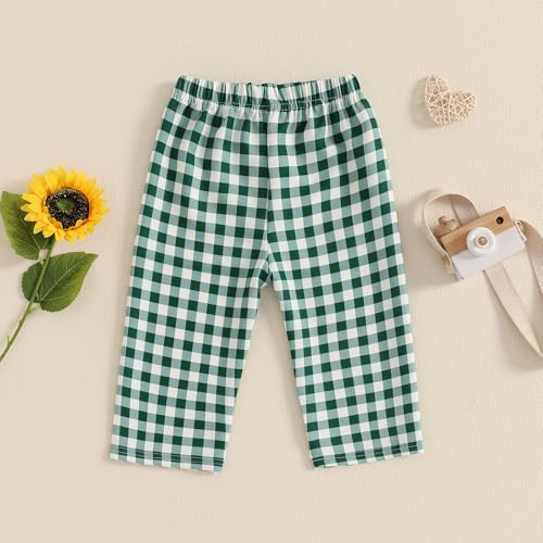 Toddler Baby Boys Girls Gingham Pants Wide Leg Loose Elastic Waist Sweatpants Trousers Casual Bottoms Summer Pants4