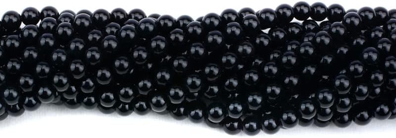 Miniatura 3 de Cuentas negras para hacer joyas, cuentas naturales a granel, cuentas espaciadoras de ágata redonda lisa de 0.157 pulgadas, se venden por 1 hebra