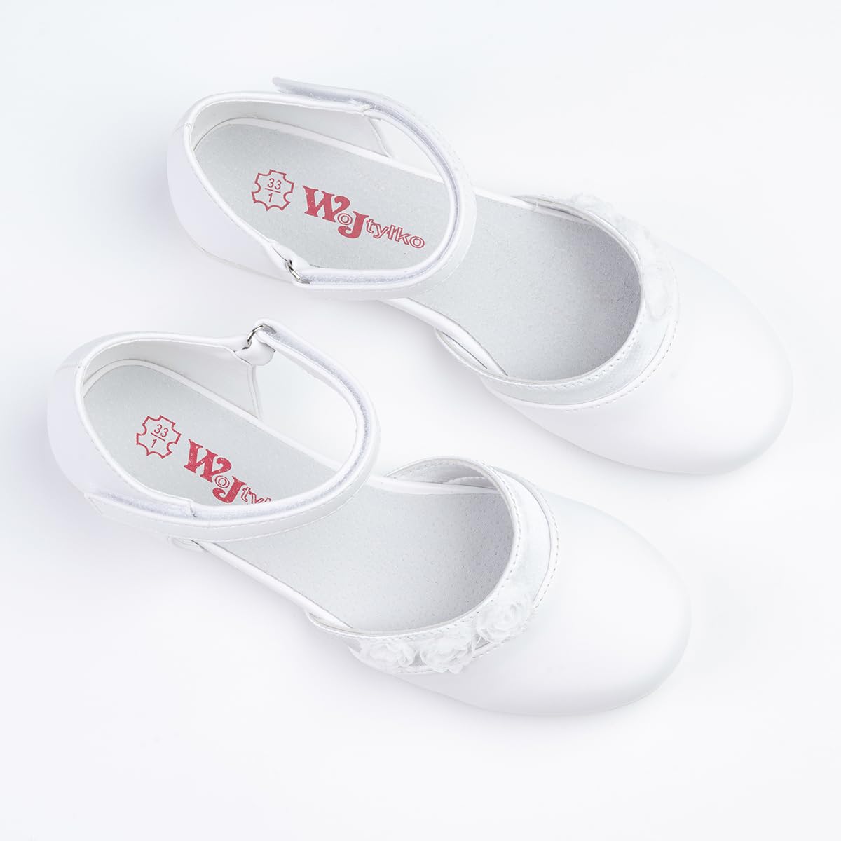 WK Mädchen Klettverschluss Halbschuhe mit Lederinnensohle | Kommunion | Elegant | Für eine kleine Prinzessin |