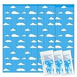 3 Pack Blue Sky White Clouds Cartoon Story Birthday Party Decorations Supplies, Clouds Theme Tinsel Foil Fringe Curtains Backdrop for Baby Shower,Banner for Decor