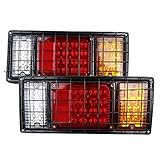 40 LED Trailer Truck Tail Lights Bar High Brightness With 5-WIRE Connection for Negative Turn Signal Brake Light Running Light and Reverse Light Durable Tail Light With Iron Net protection (2PCS)
