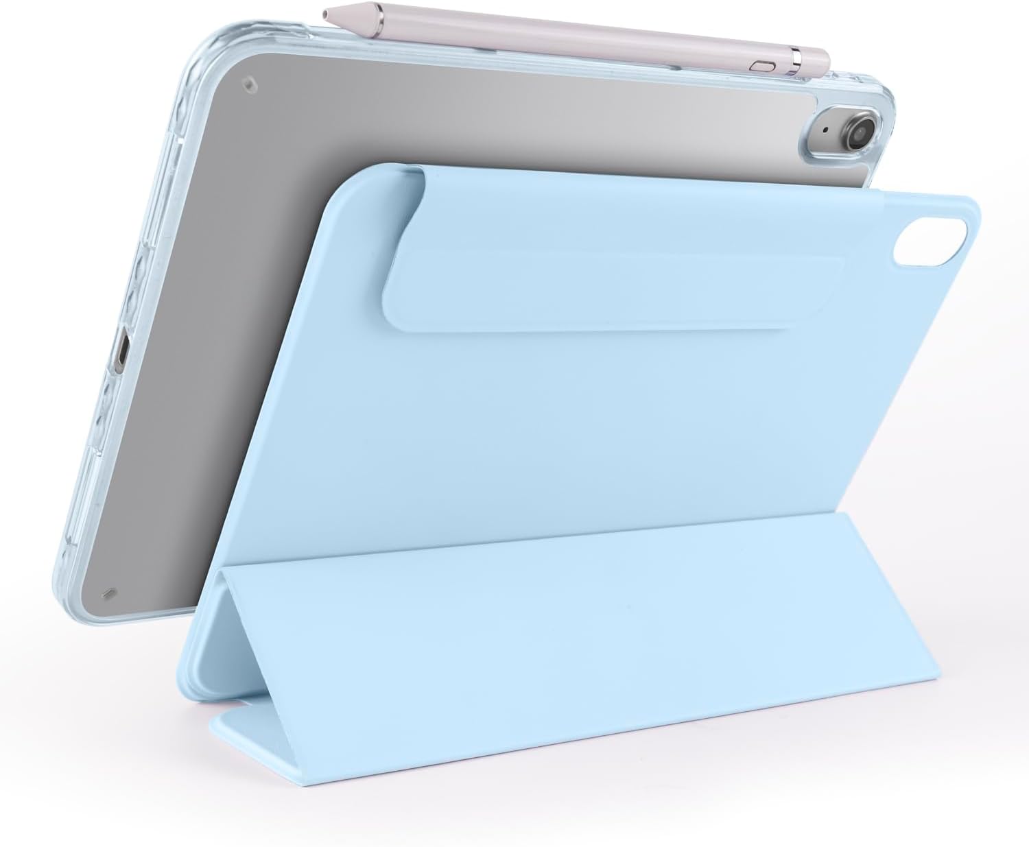Compatible with iPad A16 11 inch 2025 Compatible with iPad 10th Generation Case 10.9 inch Released 2022 Magnetic Cases with Removable Folio Cover Shockproof Cover Stand Case Clear Back Shell(Blue)