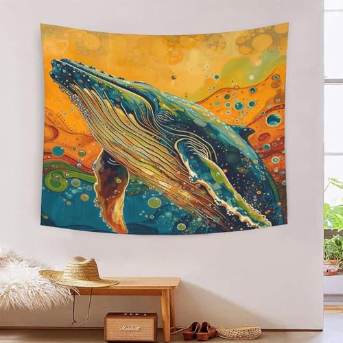 Tapisserie murale tissu baleine 3D 180x230cm pour habiller un mur vide sans peinture