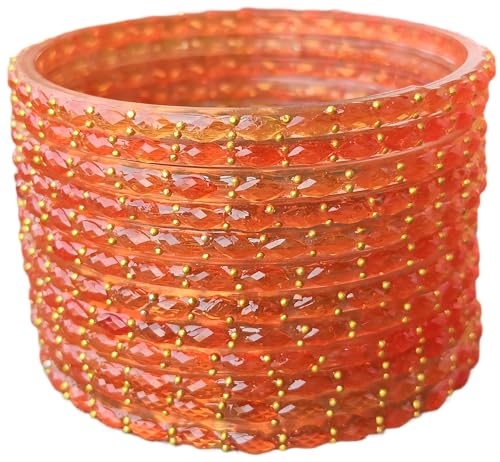 Image of JPS Plain and Glossy Finished Raindrop Glass Bangles Set for Women & Girls | Traditional Ethnic Chudi for Wedding, Party & Regular- Set of 12 Pcs of One Colour | Wedding Special